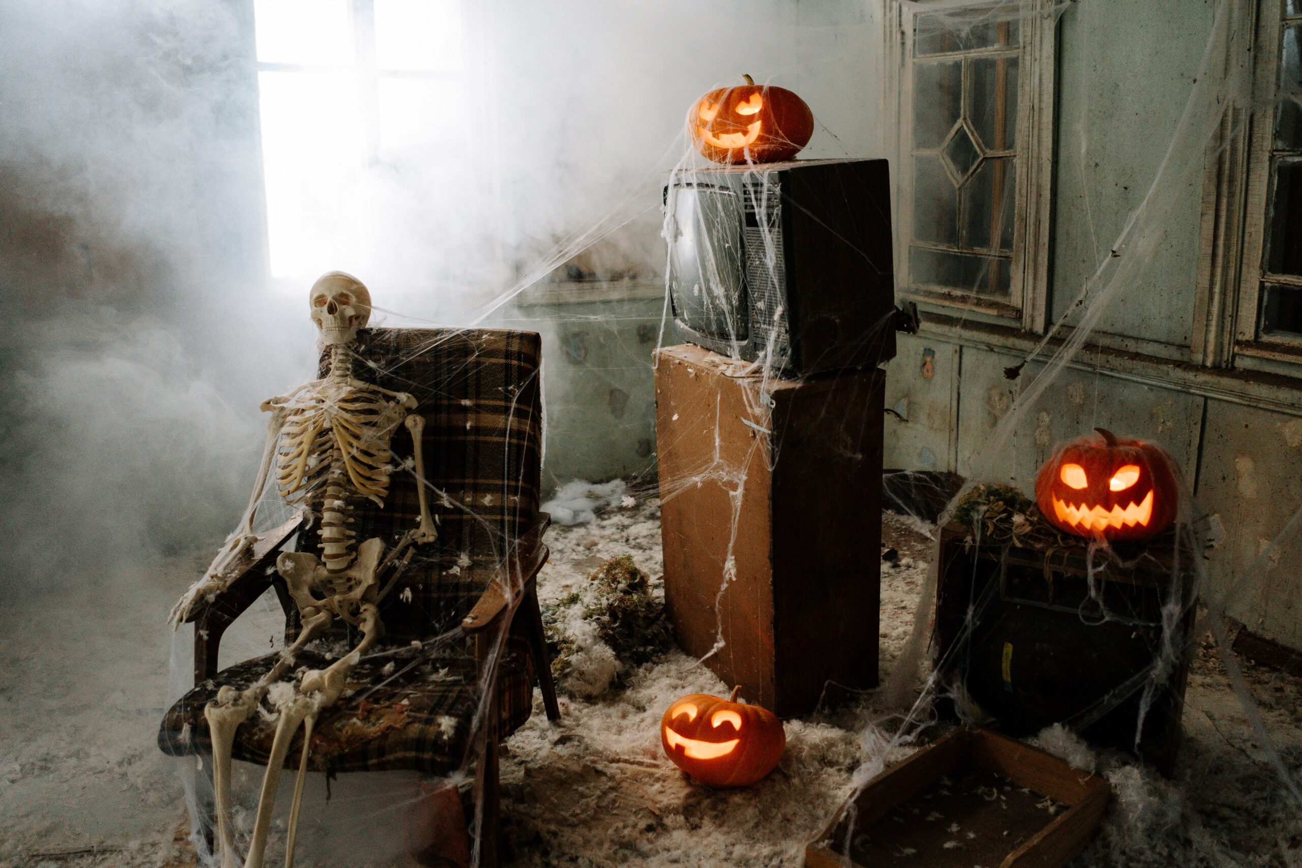skeleton pumpkins cobwebs austin luxury apartments