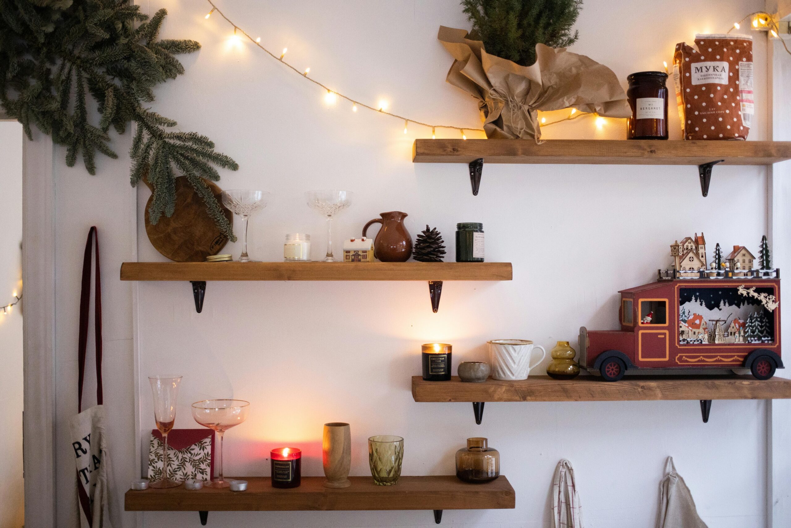 shelves with classic trendy natural holiday decor rpm living blog 2024